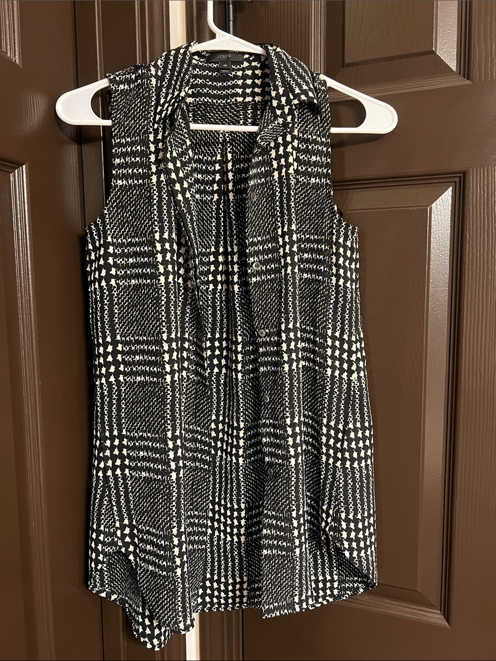 J. Crew Black & White Patterned Button-Up Top
